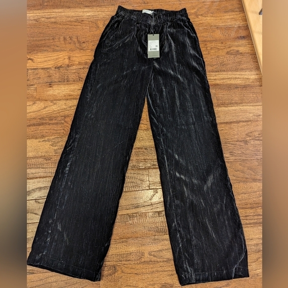 Black Velvet Wide leg Boho pants size XS, by COSTE rebel Europe. New - Picture 5 of 12
